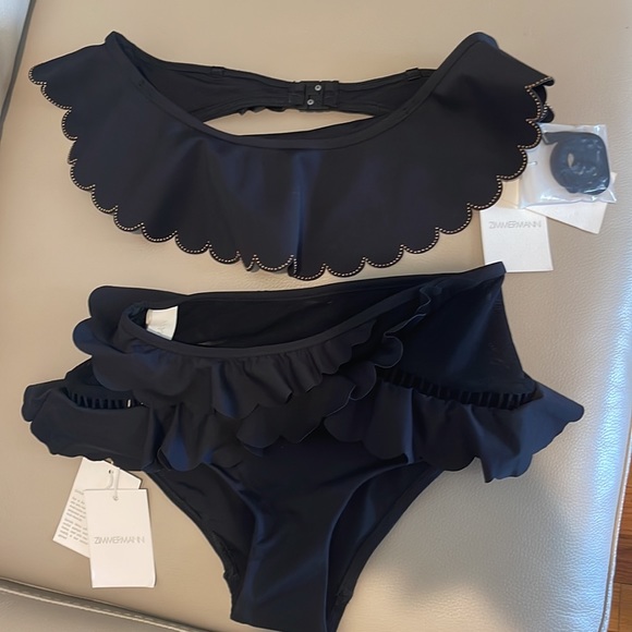 Zimmermann ruffle trim top and bottom swimsuit sz Au 1 - Picture 11 of 15